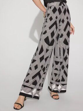 WHBM Geometric Print Matte Jersey Wide-Leg Pant Size M